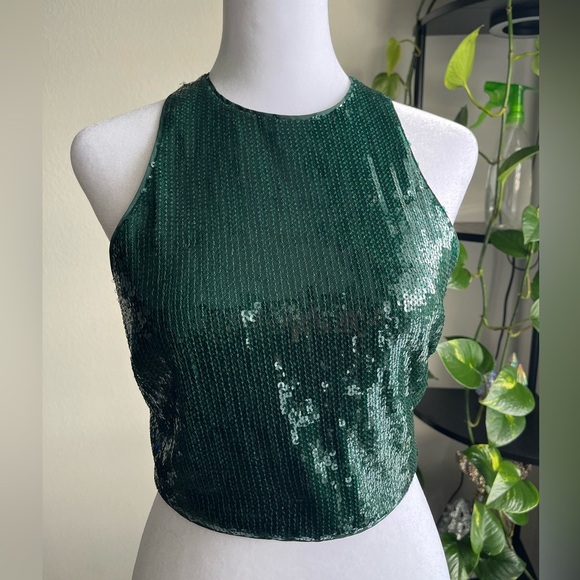 H&M Green Sequin Sleeveless Top - Picture 1 of 6